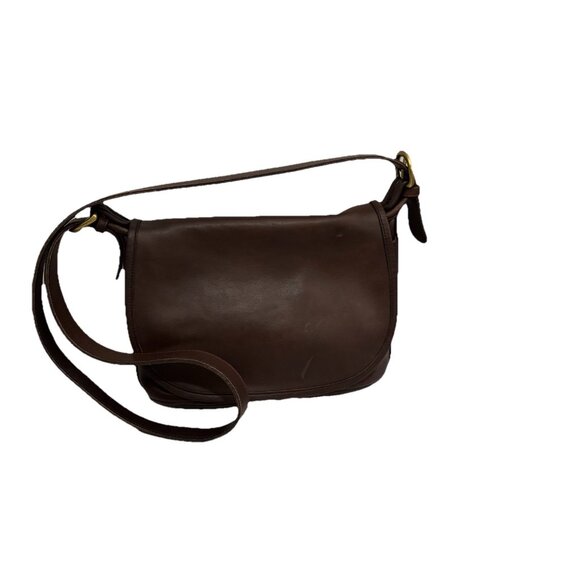 Vintage Coach Leather Patricia Saddle Flap Crossbody Messenger Bag 4150 Brown - Picture 1 of 16